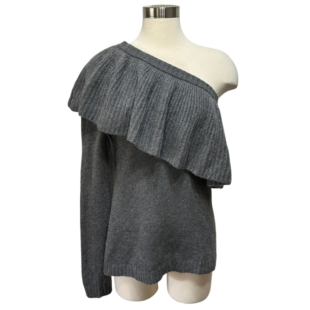 Off-the-Shoulder Ruffle Sweater - Gray